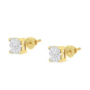 10K Yellow Gold 3/4 Cttw Invisible Set Princess-Cut Diamond Composite Square Stud Earrings (I-J Color, I2-I3 Clarity)-8