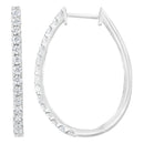 14K White Gold 2.0 Cttw Round Brilliant Cut Diamond Oblong Hinged Leverback Hoop Earrings (I-J Color, I1-I2 Clarity)-5