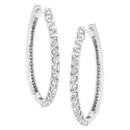 14K White Gold 2.0 Cttw Round Brilliant Cut Diamond Oblong Hinged Leverback Hoop Earrings (I-J Color, I1-I2 Clarity)-6