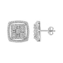 .925 Sterling Silver 3/8 Cttw Miracle Set Round Diamond Double Halo Cluster Earrings (I-J Color, I2-I3 Clarity)-5