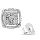 .925 Sterling Silver 3/8 Cttw Miracle Set Round Diamond Double Halo Cluster Earrings (I-J Color, I2-I3 Clarity)-6