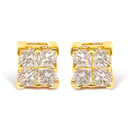 14K Yellow Gold 1/4 Cttw Invisible Set Princess-Cut Diamond Square Stud Earring (J-K Color, I1-I2 Clarity)-5