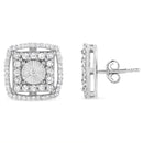 .925 Sterling Silver 1.0 Cttw Round Diamond Double Halo and Disc Stud Earring (I-J Color, I2-I3 Clarity)-5