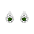 .925 Sterling Silver 1/5 Cttw Round Brilliant-Cut Green Diamond Miracle-Set Stud Earrings (Fancy Color-Enhanced, I1-I2 Clarity)-7