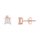 14K Rose Gold Plated Two-Tone .925 Sterling Silver 1/2 Cttw Princess-Cut Square Near Colorless Diamond Solitaire Miracle-Plate Stud Earrings (J-K Color, I2-I3 Clarity)-6
