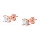 14K Rose Gold Plated Two-Tone .925 Sterling Silver 1/2 Cttw Princess-Cut Square Near Colorless Diamond Solitaire Miracle-Plate Stud Earrings (J-K Color, I2-I3 Clarity)-8