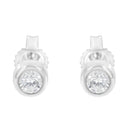 10K White Gold 1/5 Cttw Round Brilliant-Cut Near Colorless Diamond Bezel-Set Stud Earrings (H-I Color, I1-I2 Clarity)-9