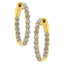 10K Yellow Gold Plated Sterling Silver Diamond Hoop Earrings (2 cttw, K-L Color, I2-I3 Clarity)-5
