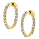 10K Yellow Gold Plated Sterling Silver Diamond Hoop Earrings (2 cttw, K-L Color, I2-I3 Clarity)-8