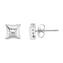 10K White Gold 1/2 Cttw Invisible Set Princess-Cut Diamond Stud Earrings (H-I Color, SI2-I1 Clarity)-7