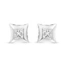 10K White Gold 1/3 Cttw Invisible Set Style Princess-Cut Diamond Stud Earrings (H-I Color, SI2-I1 Clarity)-6