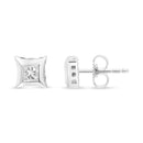 10K White Gold 1/3 Cttw Invisible Set Style Princess-Cut Diamond Stud Earrings (H-I Color, SI2-I1 Clarity)-7