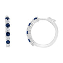10K White Gold, Â½ Cttw Diamond, & Â½ Cttw Lab-Grown Blue Sapphire Leverback Hoop Earrings (H-I Color, I1-I2 Clarity)-9