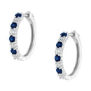 10K White Gold, Â½ Cttw Diamond, & Â½ Cttw Lab-Grown Blue Sapphire Leverback Hoop Earrings (H-I Color, I1-I2 Clarity)-10
