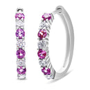 10K White Gold, Â½ Cttw Diamond, & Â½ Cttw Lab-Grown Blue Sapphire Leverback Hoop Earrings (H-I Color, I1-I2 Clarity)-12