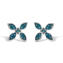 .925 Sterling Silver 1/3 Cttw Blue Diamond Floral Earrings-1