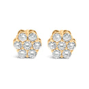 14K Yellow Gold 3/4 Cttw 7 Stone Floral Cluster Round Brilliant Cut Diamond Stud Earrings with Screw Backs (I-J Color, SI2-I1 Clarity)-4
