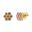 14K Yellow Gold 1.0 Cttw Diamond Floral Stud Earrings (J-K Color, VS2-SI1 Clarity)-2