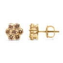 14K Yellow Gold 1.0 Cttw Diamond Floral Stud Earrings (J-K Color, VS2-SI1 Clarity)-3