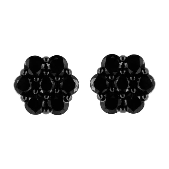 .925 Sterling Silver 1/4 Cttw Treated Yellow Diamond Floral Stud Earrings (Yellow Color, I1-I2 Clarity)