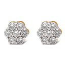 14K Yellow Gold 2.0 Cttw Diamond Floral Cluster Stud Earring with Screw Back (H-I Color, SI1-SI2 Clarity)-4