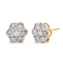 14K Yellow Gold 2.0 Cttw Diamond Floral Cluster Stud Earring with Screw Back (H-I Color, SI1-SI2 Clarity)-5