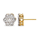 14K Yellow Gold 2.0 Cttw Diamond Floral Cluster Stud Earring with Screw Back (H-I Color, SI1-SI2 Clarity)-6