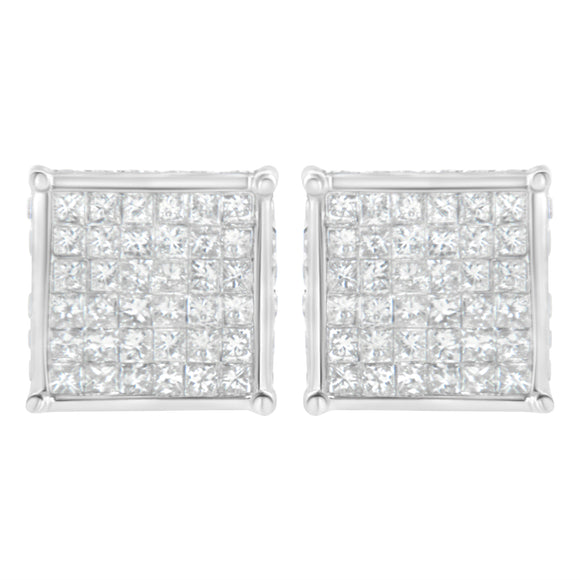10K White Gold 2ct TDW Princess-Cut Composite Diamond Stud Earring (I-J ,I2-I3)