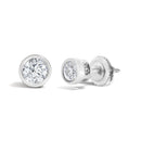 14K White Gold 1/2 Cttw Lab Grown Diamond Bezel Solitaire Stud Earrings-2