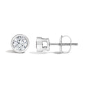 14K White Gold 1/2 Cttw Lab Grown Diamond Bezel Solitaire Stud Earrings-3