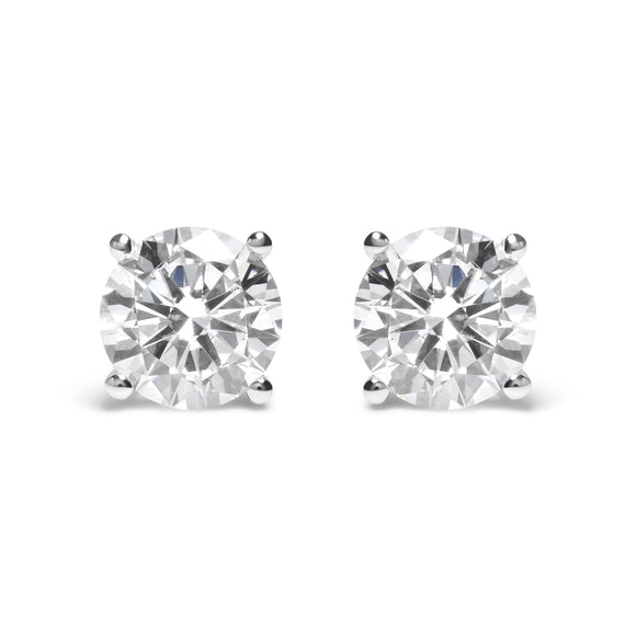 IGI Certified 14K White Gold 5.00 Cttw Round Brilliant-Cut Lab Grown Diamond Classic 4-Prong Stud Earrings with Screw Backs (F-G Color, SI1 Clarity)
