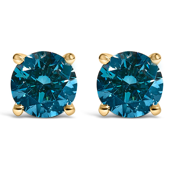 14K White Gold 1.00 Cttw Blue Lab Grown Diamond Stud Earrings with Screw Backs