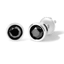 .925 Sterling Silver 4.00 Cttw Round Brilliant-Cut Black Diamond Bezel-Set Stud Earrings with Screw Backs (Fancy Color-Enhanced, I2-I3 Clarity)-2