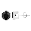 14K White Gold 1/2 Cttw Round Brilliant-Cut Black Diamond Bezel-Set Stud Earrings with Screw Backs (Fancy Color-Enhanced, I2-I3 Clarity)-9