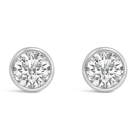 14K White Gold 1.0 Cttw Lab Grown Diamond Screw-Back Classic Bezel Solitaire Stud Earrings (G-H Color, VS2-SI1 Clarity)