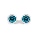 14K White Gold 1.0 Cttw Bezel Set Lab Grown Blue Diamond Solitaire Stud Earrings-1