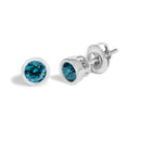 14K White Gold 1.0 Cttw Bezel Set Lab Grown Blue Diamond Solitaire Stud Earrings-2