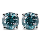 14K White Gold 1/2 Cttw Round Brilliant Cut Lab Grown Blue Diamond 4-Prong Classic Solitaire Stud Earrings (Blue Color, VVS2-VS1 Clarity)-5