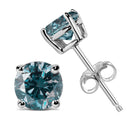 14K White Gold 1/2 Cttw Round Brilliant Cut Lab Grown Blue Diamond 4-Prong Classic Solitaire Stud Earrings (Blue Color, VVS2-VS1 Clarity)-7