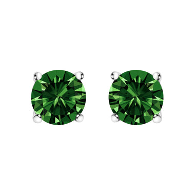 14K White Gold 1/2 Cttw Lab Grown Green Diamond Classic Solitaire Stud Earrings with Pushback