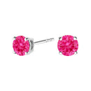 10K White Gold 1/2 Cttw Lab Created Round Brilliant Cut Pink Diamond Classic 4-Prong Solitaire Stud Earrings (Fancy Pink Color, VVS2-VS1 Clarity)-5