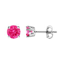 10K White Gold 1/2 Cttw Lab Created Round Brilliant Cut Pink Diamond Classic 4-Prong Solitaire Stud Earrings (Fancy Pink Color, VVS2-VS1 Clarity)-7