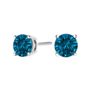 14K White Gold 1.00 Cttw Blue Lab Grown Diamond Stud Earrings with Screw Backs-2