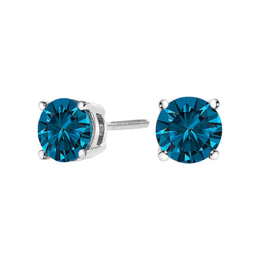 14K White Gold 1.00 Cttw Blue Lab Grown Diamond Stud Earrings with Screw Backs - 0