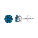 14K White Gold 1.00 Cttw Blue Lab Grown Diamond Stud Earrings with Screw Backs-3