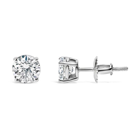 14K White Gold 1.00 Cttw Lab Grown Diamond Solitaire Stud Earrings