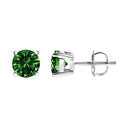 14K White Gold 1.0 Cttw Lab Grown Green Diamond Classic Solitaire Stud Earrings-3