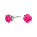 14K White Gold 1.0 Cttw Round Brilliant Cut Lab Grown Pink Diamond 4-Prong Classic Solitaire Earrings (Pink Color, VVS2-VS1 Clarity)-5