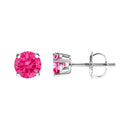 14K White Gold 1.0 Cttw Round Brilliant Cut Lab Grown Pink Diamond 4-Prong Classic Solitaire Earrings (Pink Color, VVS2-VS1 Clarity)-7
