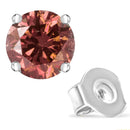 14K White Gold 1.0 Cttw Round Brilliant Cut Lab Grown Pink Diamond 4-Prong Classic Solitaire Earrings (Pink Color, VVS2-VS1 Clarity)-8